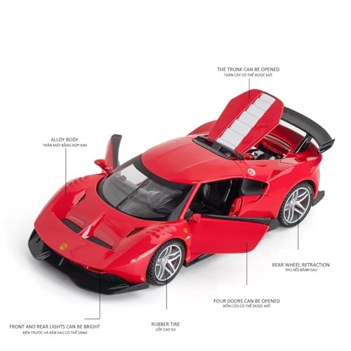 Image of 1:32 Ferrari Model P80C Scale Model Car - Exclusive Alloy Metal Pull Back Die Cast Car Toy with Openable Doors, Light & Music - Best Gifts for Kids【Colors as Per Stock】