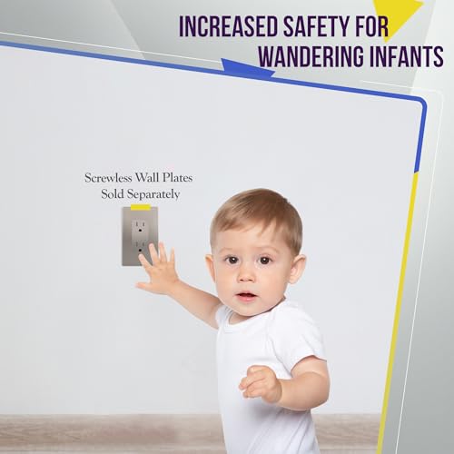 Image of ENERLITES, Nickel Elite Series Decorator Receptacle Outlet Child Safe Tamper-Resistant, Self-Grounding, 2-Pole, Residential Grade, 15A 125V, UL Listed, 61501-TR-NK