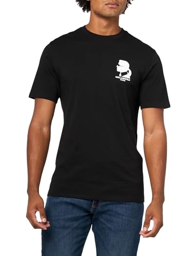 KARL LAGERFELD Camiseta masculina de manga curta gola redonda com design gráfico Karl Profile, Preto, P