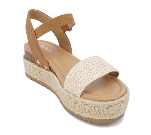 Image of Soda CLIP ~ Women Open Toe Ankle Strap Platform Espadrille Sandal