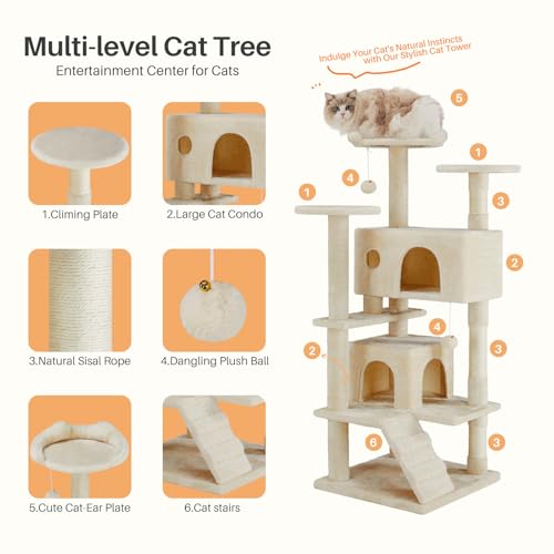 Torre para Gatos de 54 Pulgadas con Poste para Rascar miniatura 3