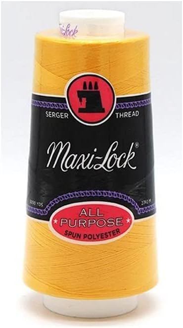 Hilo Maxi-Lock de poliéster para uso general, 100 % poliéster, 3000 yardas por carrete, color dorado, paquete de 4 unidades
