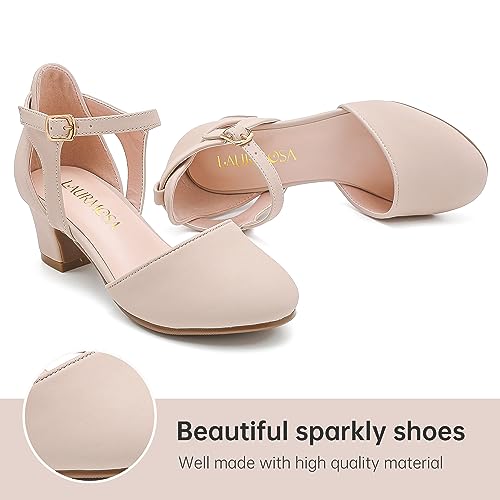 Image of LAURMOSA Girls Dress Shoes Closed Toe Pumps High Heels for Little Big Kid