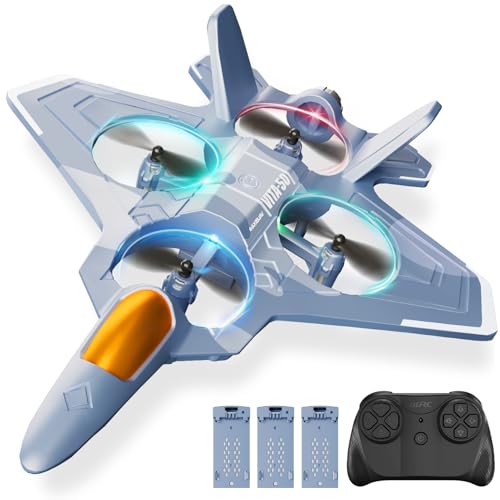 Image of RC Planes with 3 Batteries for Kids Adults, Foam Remote Control Airplane Jet Helicopter Drone Toys for Kids Adults 8-12 12-16, Remote Control Plane Airplane Toys with Led Lights