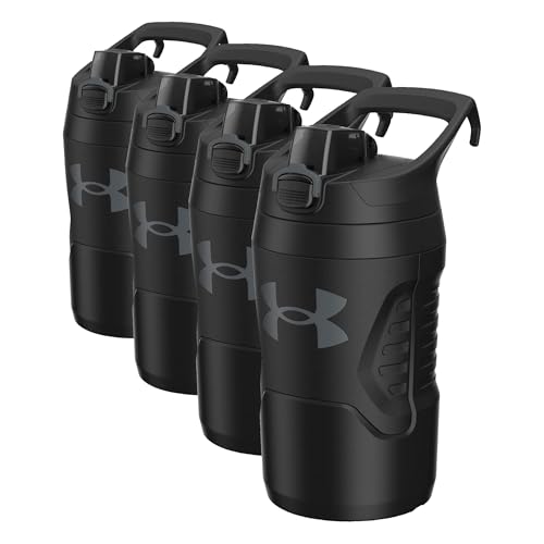 Image of Under Armour 32 oz Insulated Water Bottles - Sports Water Jug with Handle, Fence Hook, Leak Resistant for Baseball, Football & More, 32 oz, Sports Water-Bottle Insulated (Pack of 4)