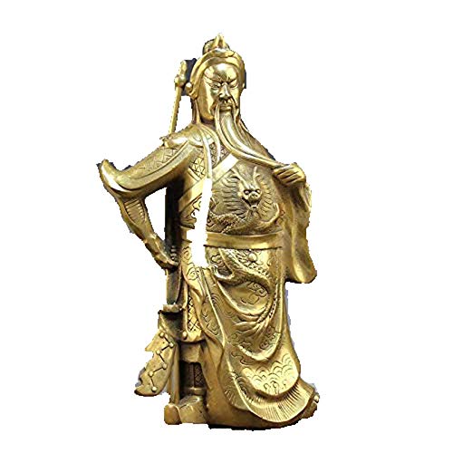 Statue en bronze de Guan Gong Guan Yu en laiton antique d'exception