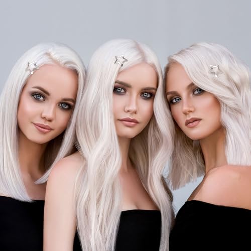 Joez Wonderful 20 Pcs Silver Star Hair Clips, Metal Hair Snap Clips for Women and Girls, Non-Slip Fashion Hair Accessories