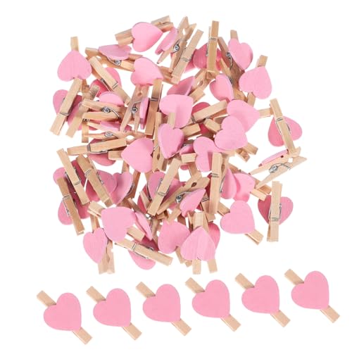FUNOMOCYA Clothes Pins & Photo Paper Pegs Ideal for Scrapbooking - Crafts - Hanging Photos - Pink Photo Clips for Wedding - Valentines Day Decorations