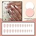 YOSOMMK French Tip Chrome Press on Nails Almond Medium Fake Nails with Mirror Designs Glossy Glue on Acrylic Nails Nude Full Cover False Nails for Women