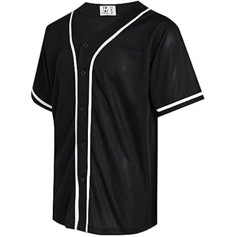 Pullonsy Mens Womens Baseball Jersey for Adult Unisex Custom Casual Shirts Fashion Cool Outfits Tops White Stripe-Black Jersey,Men Size X-Large Cover