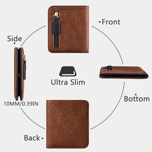 Image of Gostwo Small Wallet for Women, Slim Bifold Credit Card Holder, Compact RFID Blocking Cash Wallet, Billfolds Thin Leather Zipper Pocket, Mini Wallet Gift for Ladies Teen Girls Travel with ID Window