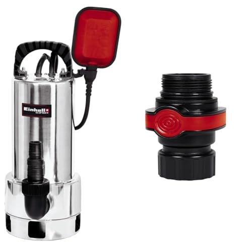 Einhell Schmutzwasserpumpe GC-DP 9035 N (900 W, Edelstahl-Pumpe, max. Fördermenge 18000 l/h, max. Fremdkörpergröße 35 mm, stufenlos höhenverstellbarer Schwimmerschalter, inkl. Schnellverbinder)