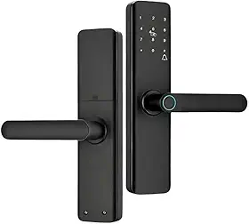 ANJGG Fechadura Digital Biométrica Acesso por App e Senha Slim Maçaneta Inteligente NFC e Digital Preta