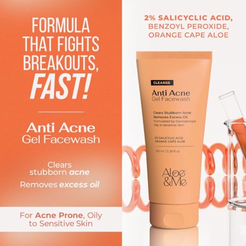Image of Aloe & Me Anti Acne Face Cleanser With Orange Cape Aloe | Reduces Acne and Unclogs Pores 100 ml