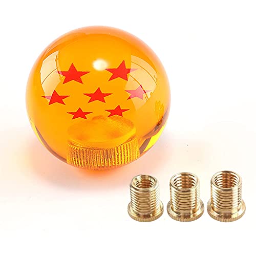 ATNVIDSG Round Ball Shift Knob for Most Manual Automatic Cars Universal Dragon Ball Gear Shift Knob with 3 Adapters M8x1.25, M10x1.25, M10x1.5(Yellow 7 Stars)