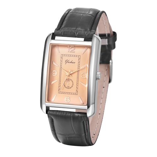 JewelryWe Reloj Analógico Rectangular Hombre: Reloj de Cuarzo Vintage Empresa para Caballero Escala de Número Arábigo Correa de Piel con Decoración un Ojo Negro para Uso Diario Ocio Regalo Imagen de JewelryWe Reloj Analógico Rectangular Hombre: Reloj de Cuarzo Vintage Empresa para Caballero Escala de Número Arábigo Correa de Piel con Decoración un Ojo Negro para Uso Diario Ocio Regalo