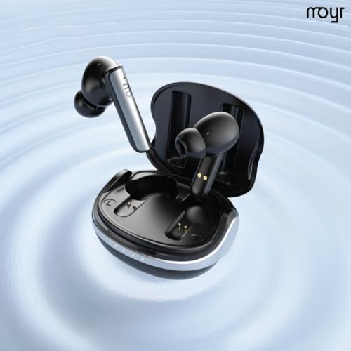 Image of moyr Vibe Wireless Earbuds, 56 Hrs+ Playtime, Dual Mic for HD Calls, Smart Touch Control, ANC+ENC Technology, Supports AAC /SBC, Stable and Comfortable Wear (Black)