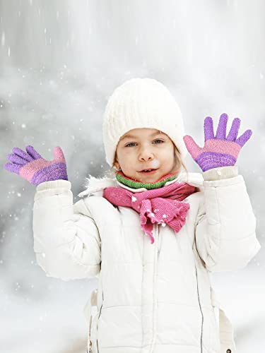 Image of SATINIOR 5 Pairs Kids Gloves Full Fingers Knitted Warm Gloves Winter Mittens for Little Boys and Girls Daily Supplies