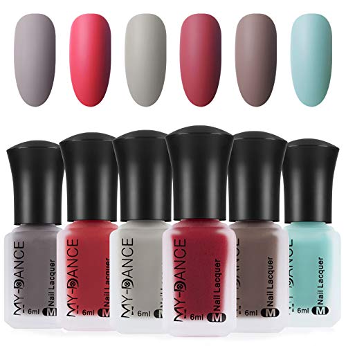 Ownest 6 Colors Matte Nail Polish Set, Mist Effect Matte Velvet Nail Polish,Long Lasting Velvet Nail Polish Nail Art-#B