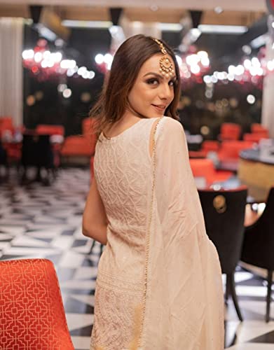 Image of Miravan Embroidered Kurta, Sharara & Dupatta Set