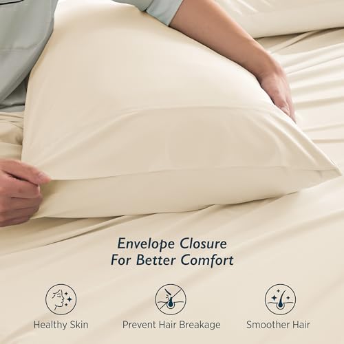 Breescape Cooling Pillow Cases King Size Set of 2, BlendTek™ Cooling Technology for Hot Sleepers & Night Sweats, Silky Soft Cool Pillowcases for Hair & Skin Care, 20" x 36", Ivory by Breescape - Image 7