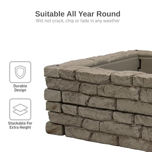 Image of RTS Home Accents Rock Lock Interlocking Landscape Edging and Border System, Straight Section With Spikes, 4-Feet Long (Pack of 2)