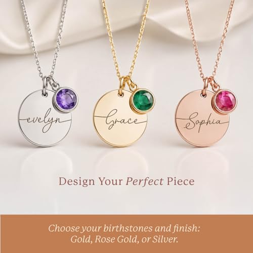 Custom Name Necklace with Birthstone for Women - Personalized Gift - Custom Birthday Gifts for Women, Mom, Grandma, Mama - Customized Name Plate Necklaces for Her - Jewlery Birthstone Charm - Image 4