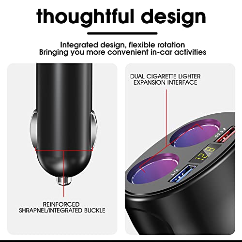 Image of Car Charger, 120W Car Cigarette Lighter Splitter with QC3.0 & 3.1A USB Ports 12V /24V Car Charger Car Lighter Adapter with LED Voltage Display Car Charger Fast Charging for GPS Dash Cam