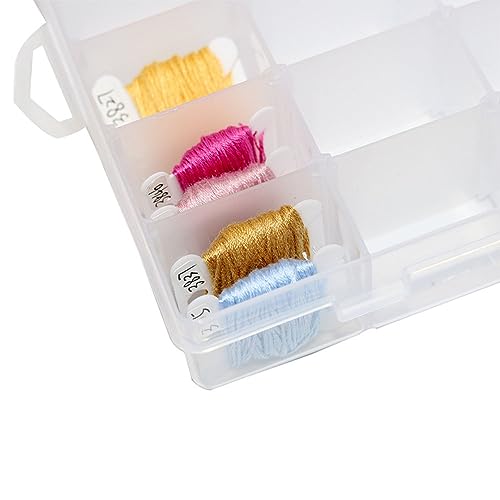 Image of 36 Grids Embroidery Floss Box Plastic Embroidery Threads Storage Box Cross Stitch Threads Organizer Case Jewelry Craft Container with 100 Pcs Floss Bobbins