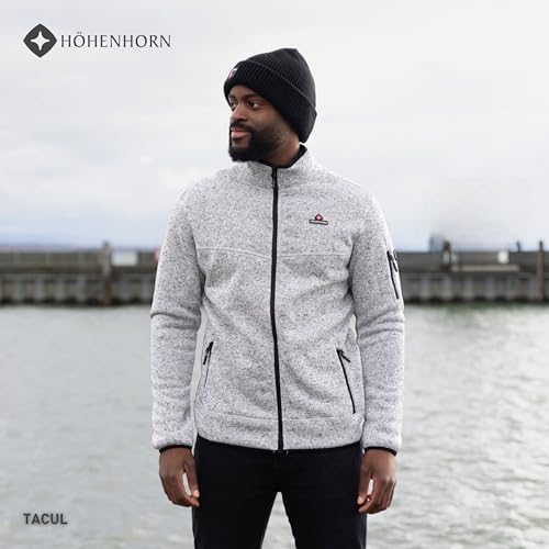 Fleecejacke Herren Höhenhorn Tacul Strickjacke in Hellgrau, Größe XL