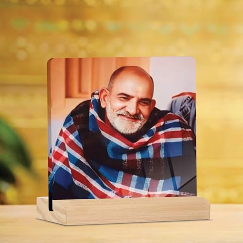 Image of Giftplease Neem Karoli Baba ji Tabletop Photo Frame with Wooden Stand | Desk for Home & Office Decor Spiritual Inspirational Gift Elegant Display Pictures GMP 103