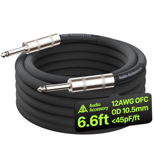 Image of AA AUDIO ACCESSORY 12 AWG 10.5mm 1 /4 inch TS Mono Speaker Cable 6.6ft Nylon Braided, Kevlar-Reinforced,Triple Shielded (2 OFC&Al-Foil), Noiseless Amp Head to Cabinet TS Cable, for Marshall Boss Orange EVH