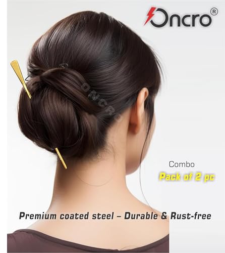 Image of Flat top Steel Gold color 2pc medium size Metal Sikh baaj baaz salai Hair Pin Needle stick silai for Religious Sardar ji Dastar Parna Turban Pagri Pag Patka 5ks Men Boys Girls alloy salaee