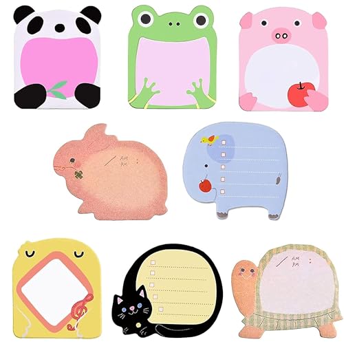 24-Pack Cartoon Animal Post-It Notes, Animal Design, Mini Post-It Notes, Novelty Notes, Cute Post-It Notepad Cards, for School Office Memo Party Bag Filling