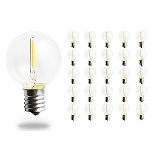 Pack of 25 G40 LED String Lights Replacement Bulb E12 Screw Base Warm