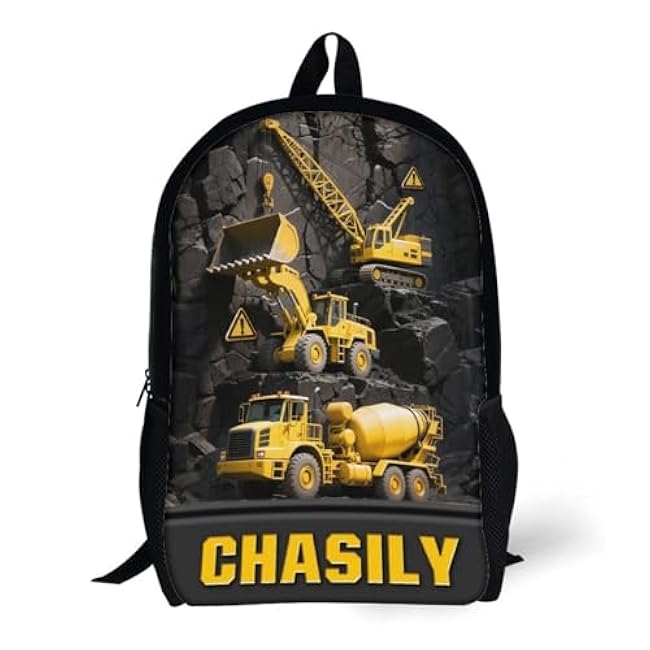 Personalized Engineering Vehicle Themed Backpack, Custom Name Excavator Backpack, Construction Truck Back Pack, Backbag Birthday Christmas Gifts For Excavator Driver Lovers