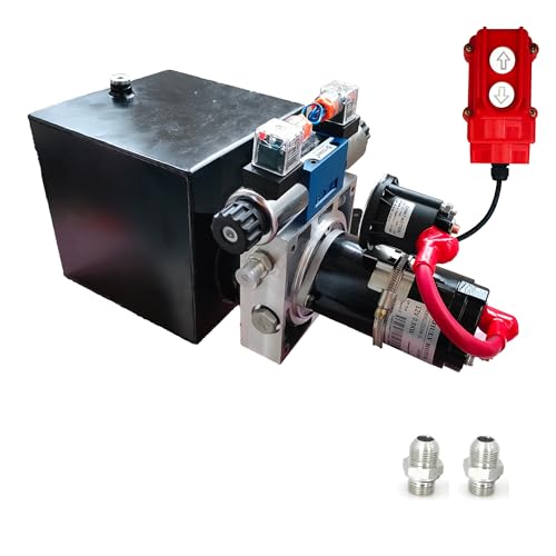 Wryxia Hydraulic Power Unit for Dump Trailer Car Lifting Platforms, 2200PSI 12V DC Hydraulic Station Pump, Double Acting, 0.8 kW, 6 Quart