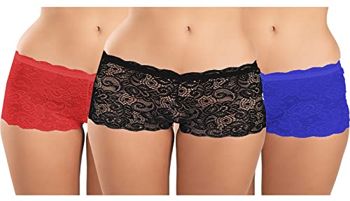 Image of FIMS - Fashion is my style Cotton Lycra Net Boy Short Panty for Womens, Mid Rise, Satin, Hipster Panties, Daily Use, Back and Front Coverage, Brief, See Main Image to Check How Many Panty You Will Get