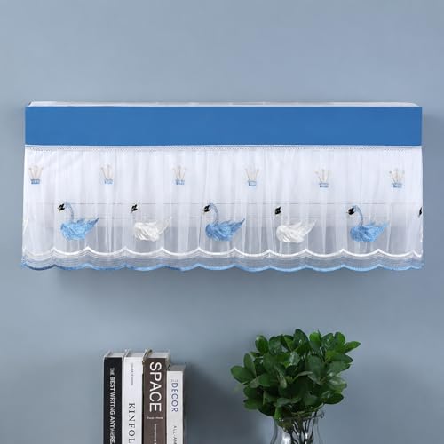 Image of Premium Split AC Cover for 1.5 Ton AC | Indoor Dust Protection Cover | Designer Washable AC Cover | Protective Fabric Cover for Home & Office (100 X 30 X 20 cm ) (Blue) (Random Design)