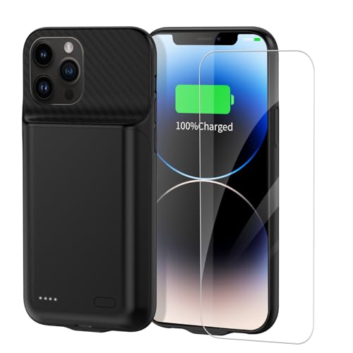 TAYUZH Battery Case for iPhone 13 Pro Max/14 Pro Max/14 Plus(6.7 inch) 13800mAh Portable Rechargeable Charging Case with Screen Protector, Full Protection, Black