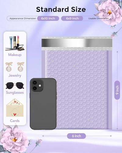 Image of Metronic Bubble Mailers 6x10 inch 600 Pack Lilac Purple Padded Envelopes Bulk
