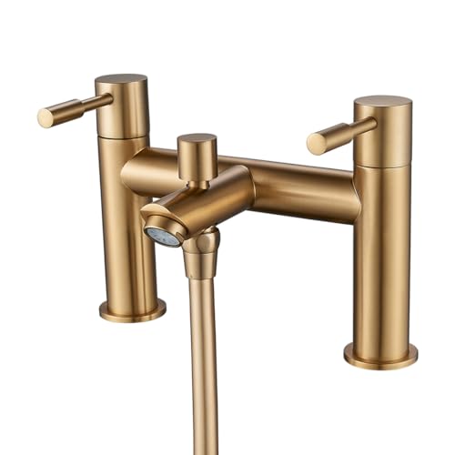 Luckyhome mitigeur de baignoire robinet double levier chromé laiton massif avec poignée de douche