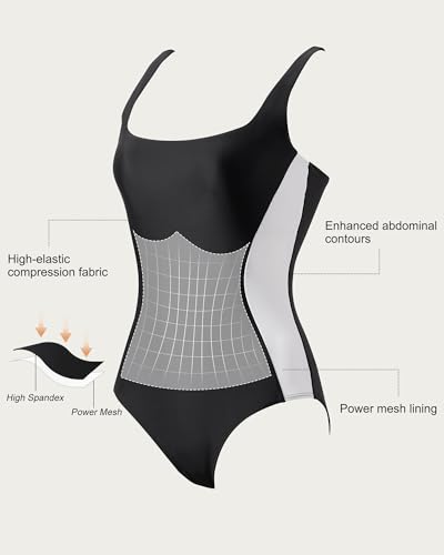 SUUKSESS One Piece Swimsuit for Women Slimming Tummy Control Square Neck Bathing Suit2