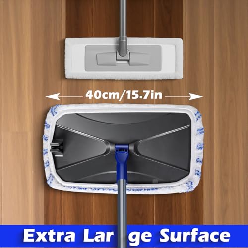 MASTERTOP Microfibre Flat Mop, Extended Wet Dry Large Floor Mop with 5 Reusable Pads & Telescopic Handle, Dust Mops for Laminate Wooden Hard Floor Vinyl Tile Floors Cleaning - Send 1 Cleaning Scraper
