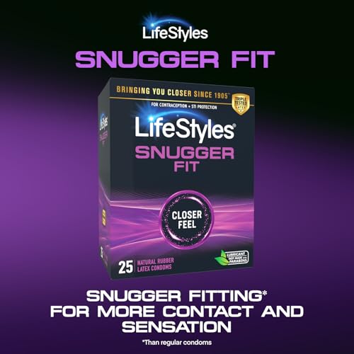 Lifestyles Snugger Fit Condoms. 25 Pieces. Latex, Lubricated