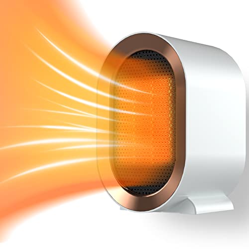 Portable Space Heater, Small Electric Space Heater for Indoor Use, 1200W PTC Ceramic Heater with 2 Modes, Tip-Over & Overheat Protection, Quiet Fast Safety Heating for Office Room Desk Bedroom