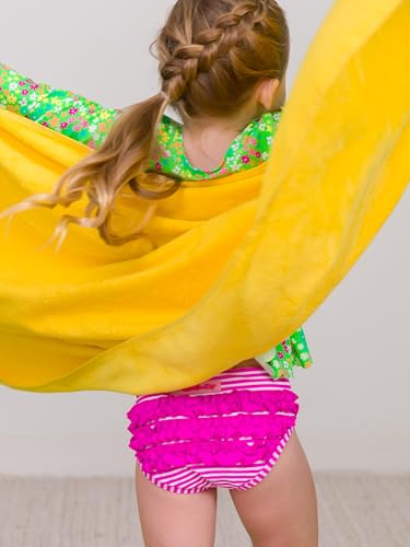 Image of RuffleButts Baby /Toddler Girls Scalloped Long Sleeve Rash Guard 2-Piece UPF50+ Sun Protected Swimsuit