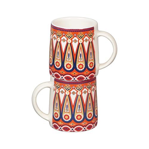 Image of miah decor Ceramic Tea Coffee Cups Set Matte Printed Small Chai Mug Drinkware Microwave Safe for Home & Restaurant-300 ml (MD-749)