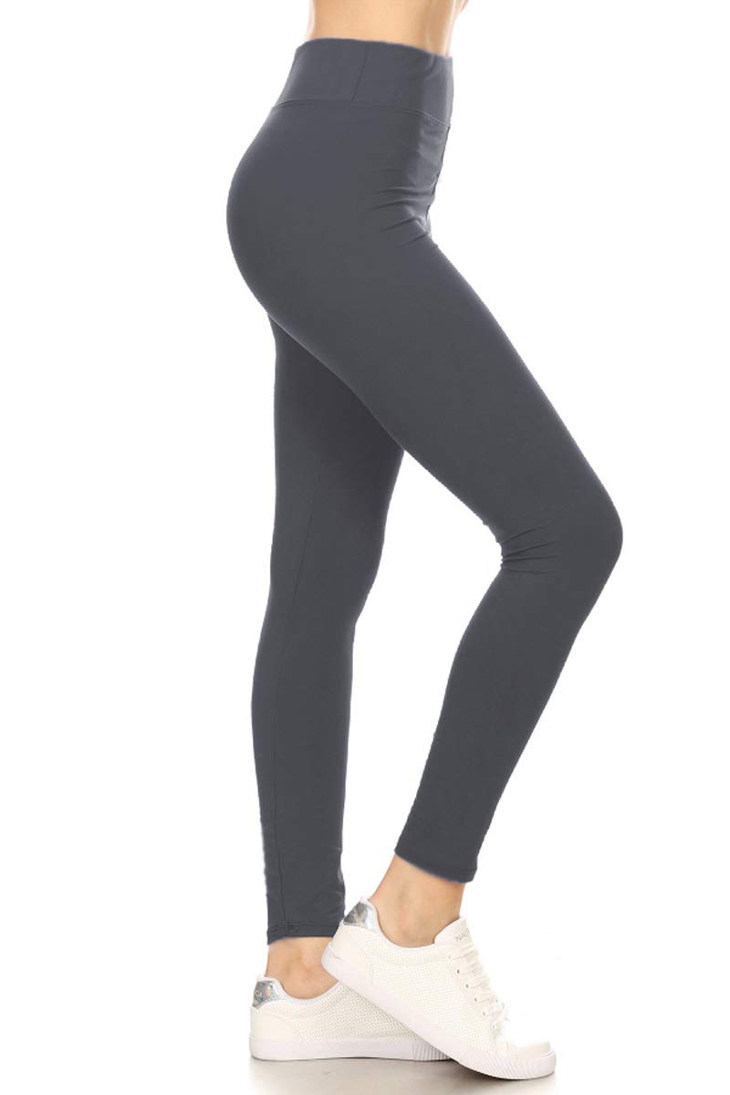 Leggings Depot Women's High Waisted No-Roll Leggings, 3" Waistband