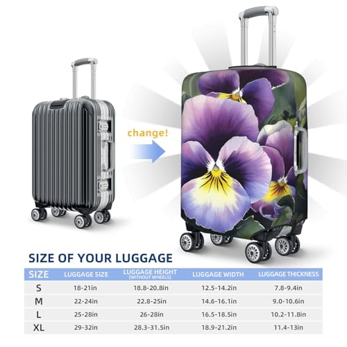 Travel Luggage Cover Pansy Perfection Suitcase Protector Elastic Washable Stretch Suitcase Protector Anti-Scratch Travel Suitcase Cover Fit 18-32 Inch Luggage2